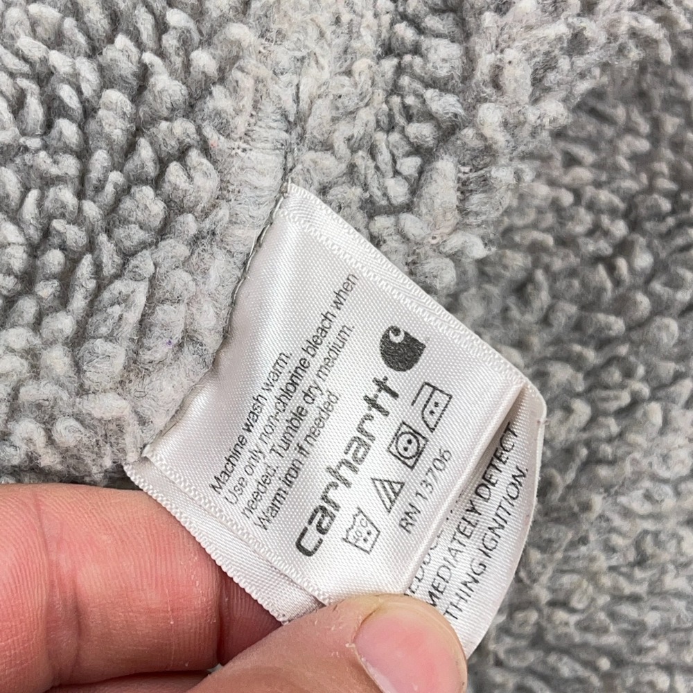 Vintage Carhartt Youth Small Brown Sherpa Lined Hooded C95 DKB Boys Chore Winter - Picture 5 of 12